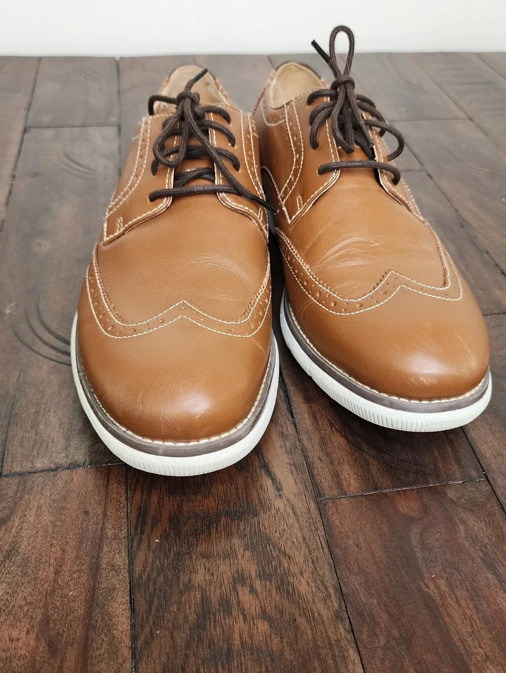 Johnston & Murphy Boys Brown Leather Wingtip Oxford BK Holden Dress Shoes Sz6